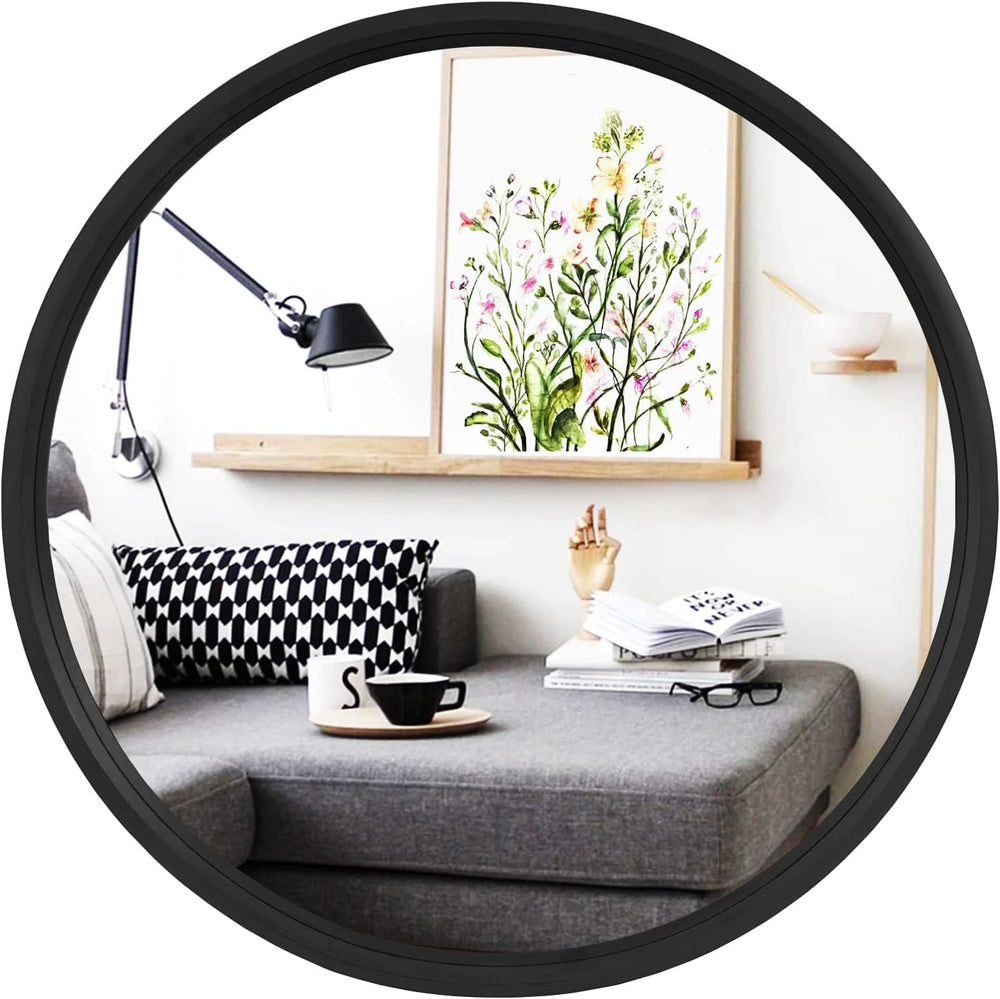 WallBeyond Black Round Mirror Wood Framed 28 inch Circle Wall Mirror for Bath...
