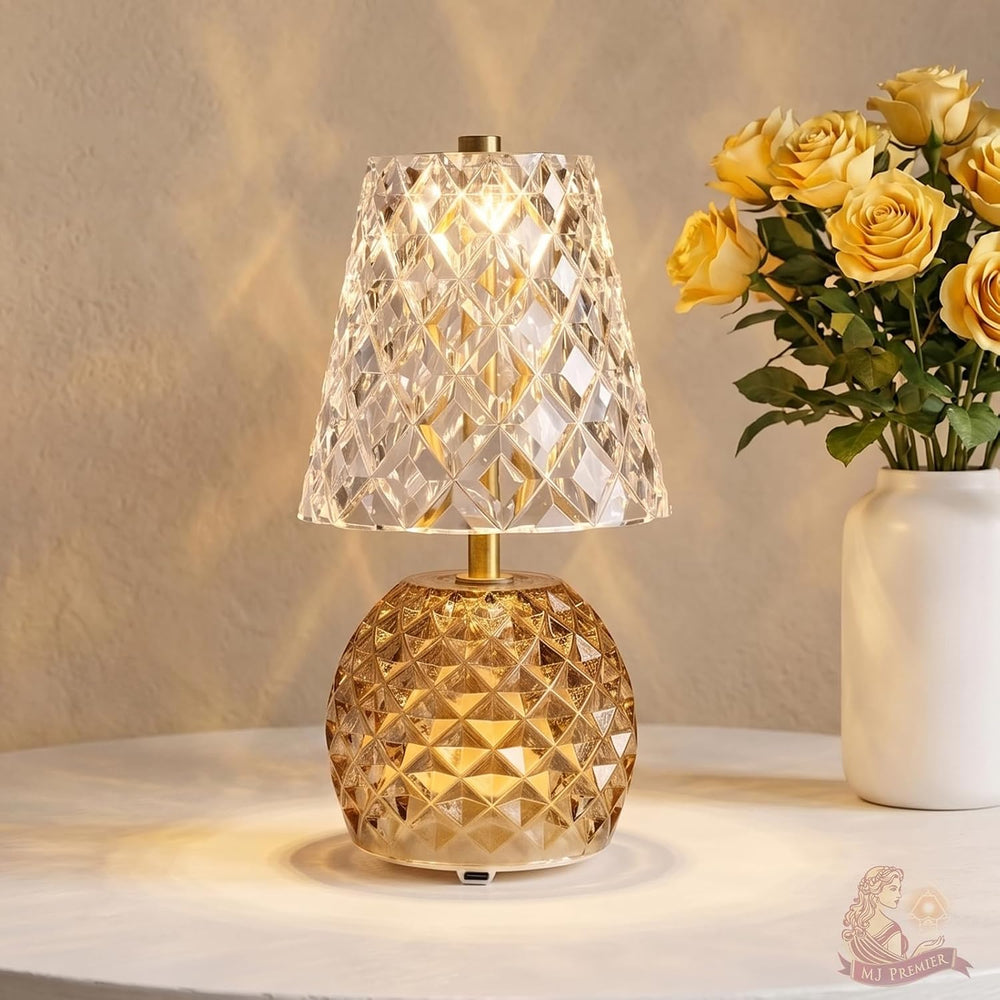 MJ PREMIER Rechargeable Table Lamp Cordless Mushroom Lamp with Timer Brown