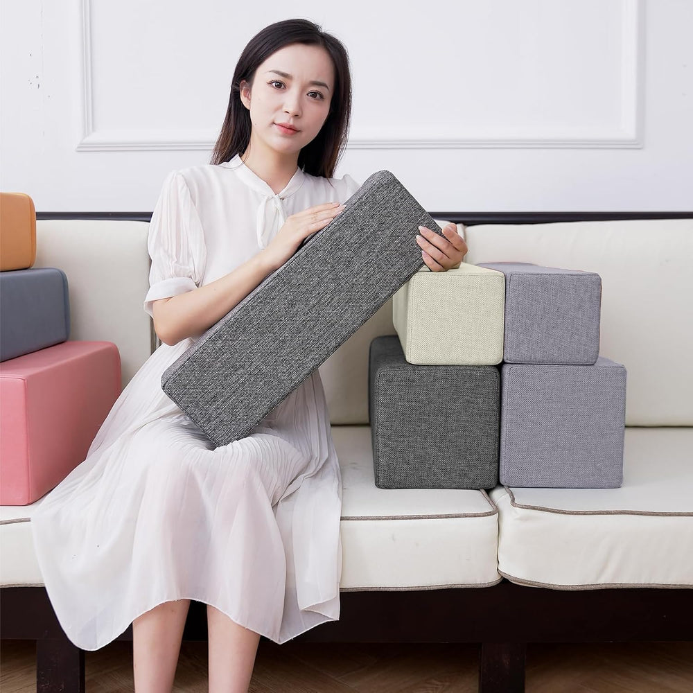 2 Pack Couch Arm Rest Pillow, 6''x6''x20'' Linen Cove...