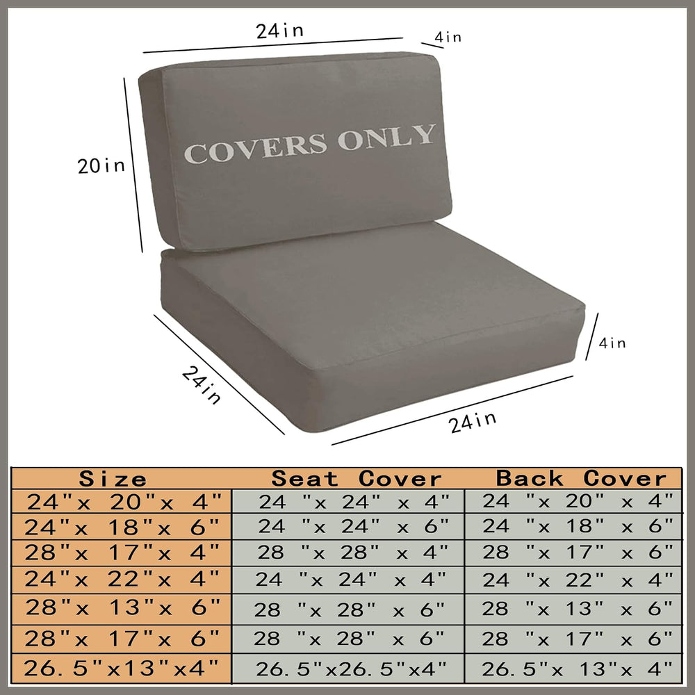 Patio Cushion Covers Replacement, Deep Seat Patio Cushions Cover set of 4