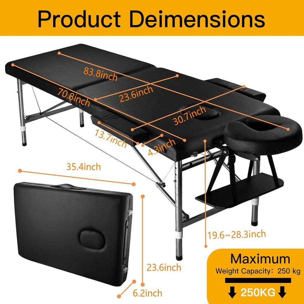 Massage Bed Portable Folding Massage Table 24" Wide Adjustable Tattoo Bed