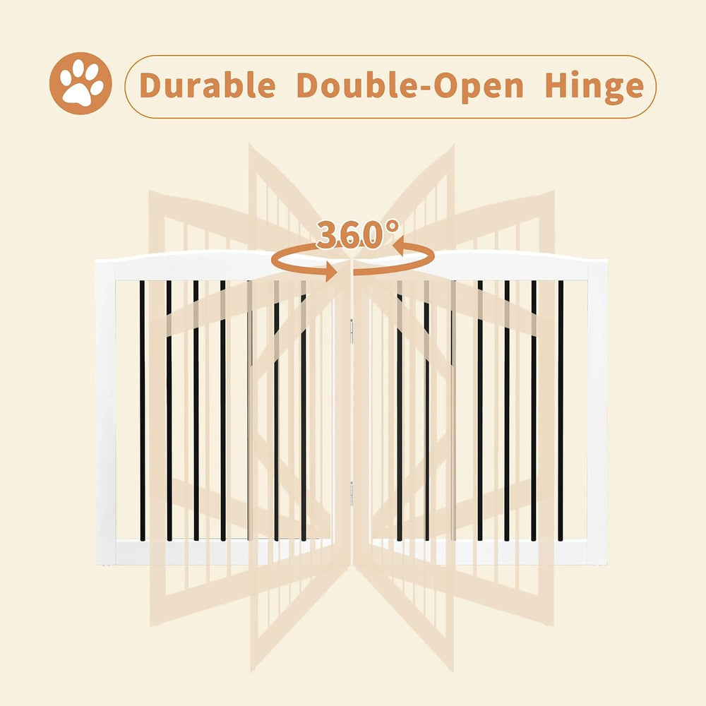 PUPETPO Freestanding Pet Gate for Dogs, Foldable Wooden Dog Gate for House, I...