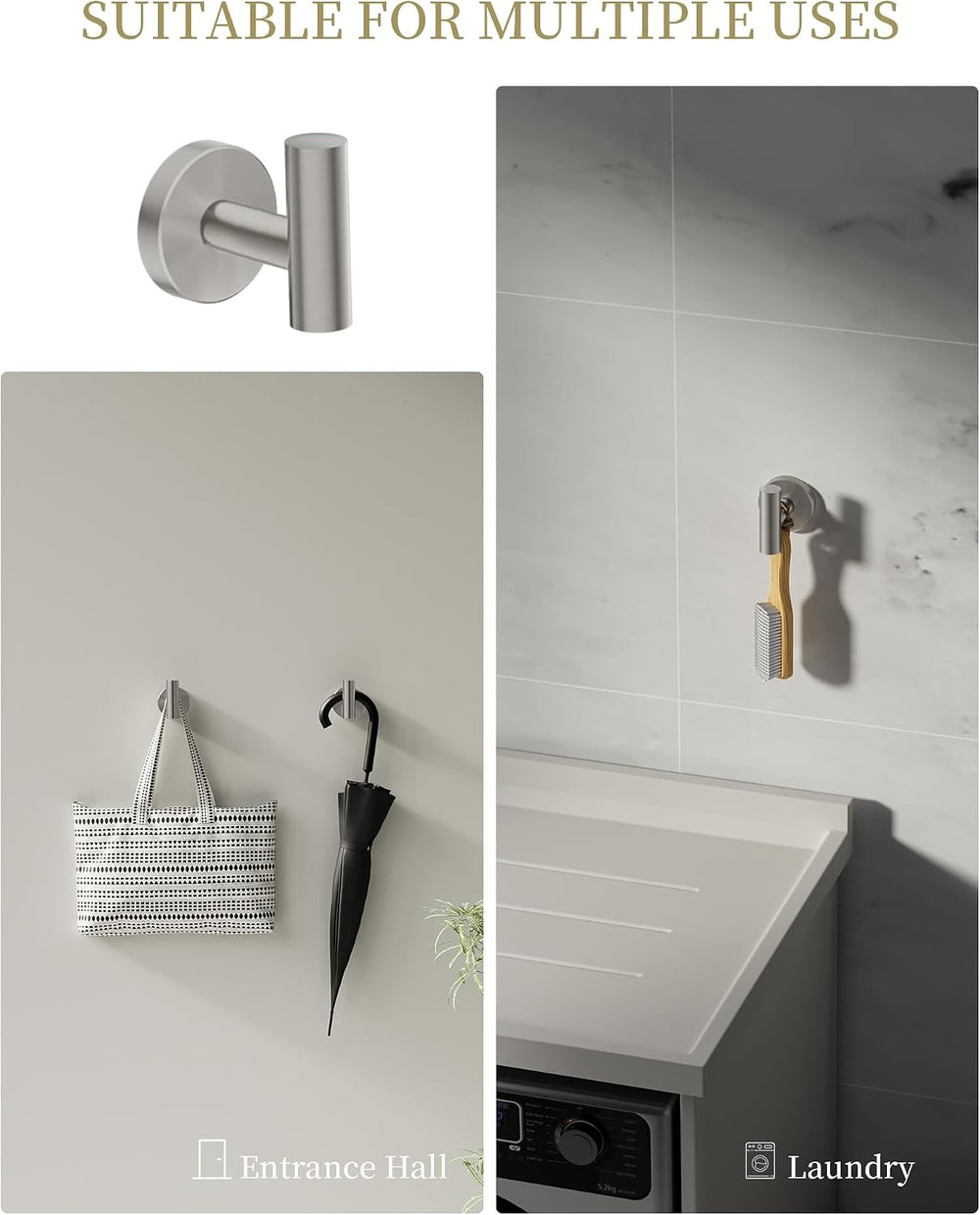 Brushed Nickel Bathroom Hardware Accessories Set 5 pcs Towel Holder Bar Set