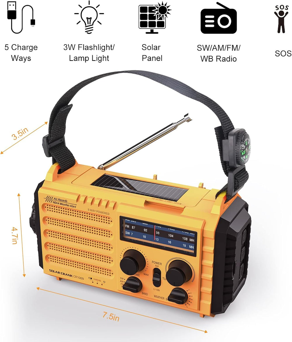 Raynic Weather Radio, 5000mAh/18500mWh NOAA Weather Radio, Solar Hand Crank E...