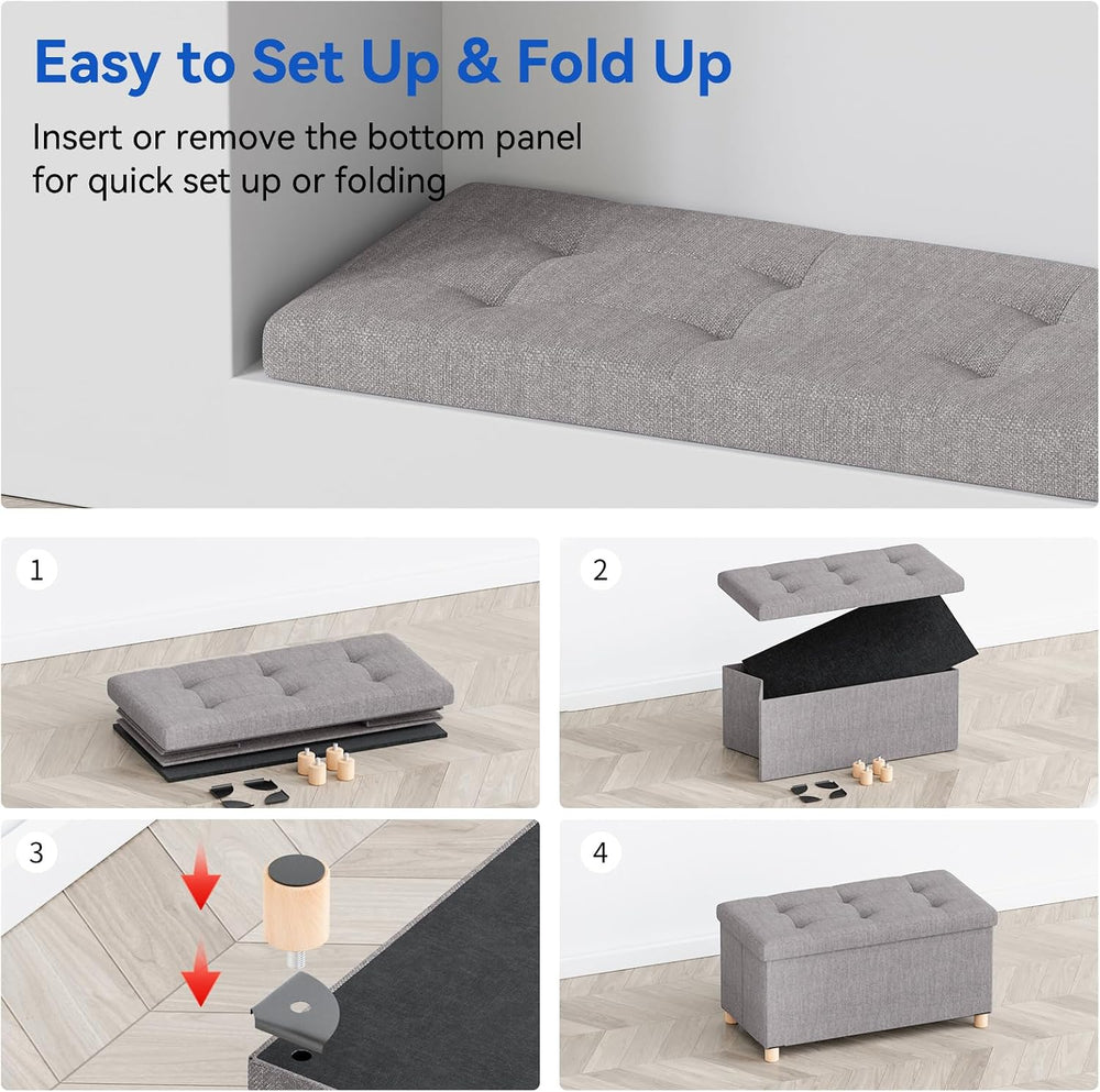 BRIAN & DANY 30 Inches Folding Storage Ottoman Bench, Ottoman with Storag...