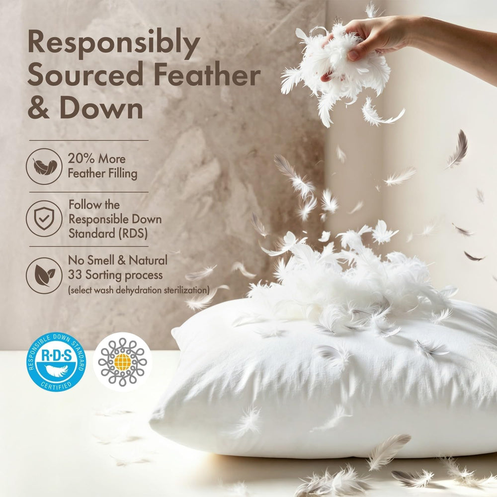 MIULEE 24x24 Euro Pillow Inserts, Set of 2 Feather Down Throw Pillows