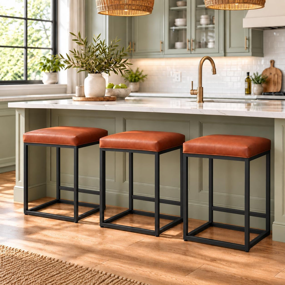 MAISON ARTS Counter Height Bar Stools Set of 4, Kitchen Backless Barstools
