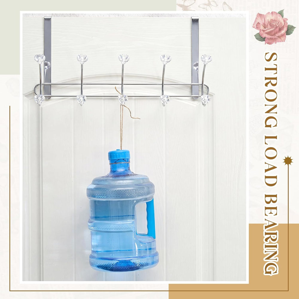 Over The Door Towel Hooks with Crystal Knobs, 10 Hook Heavy Duty Doors Hanger...