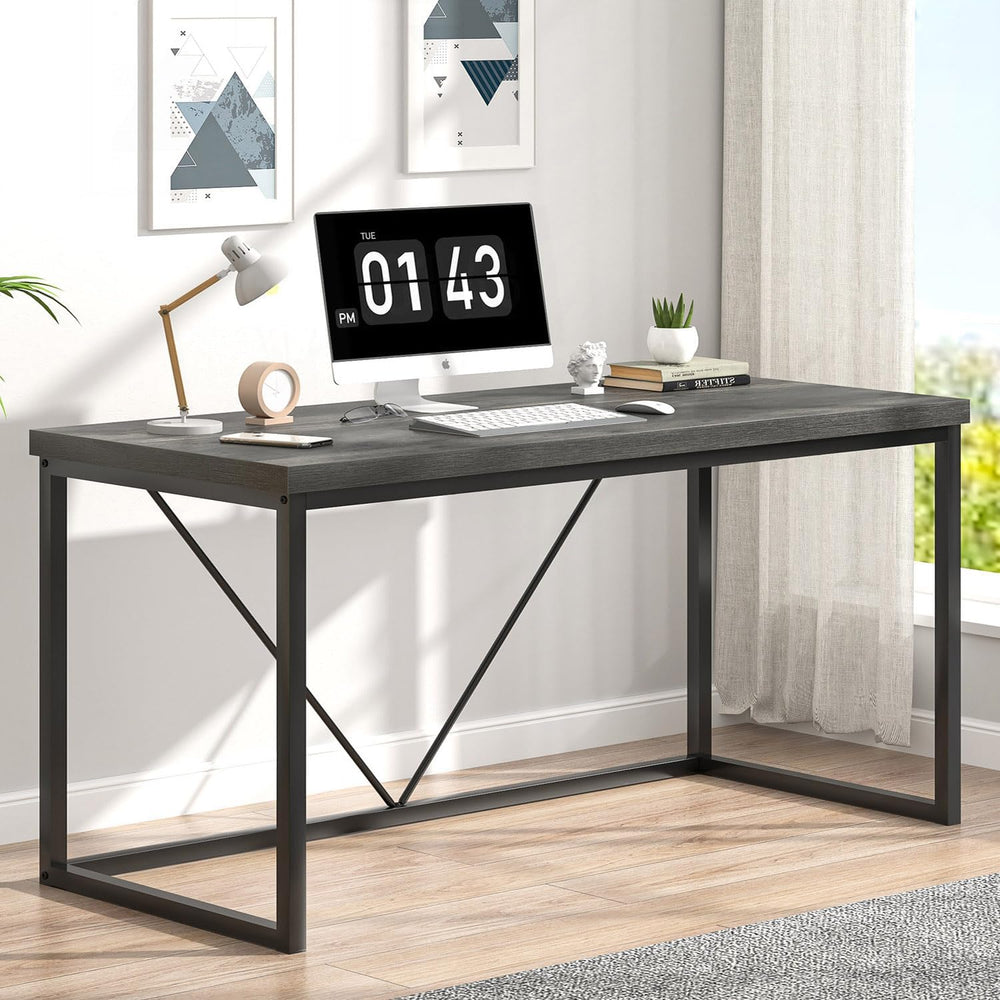 EXCEFUR Modern Home Office Desk, Wood and Metal Computer Desk, Industrial Wri...