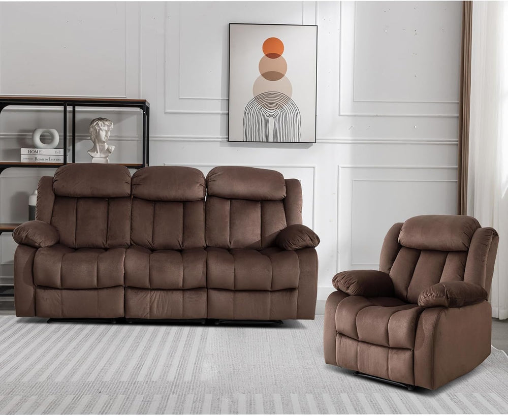EBELLO Manual Reclining Sofa Set, Classic Recliner Sofa with Overstuffed Arms...