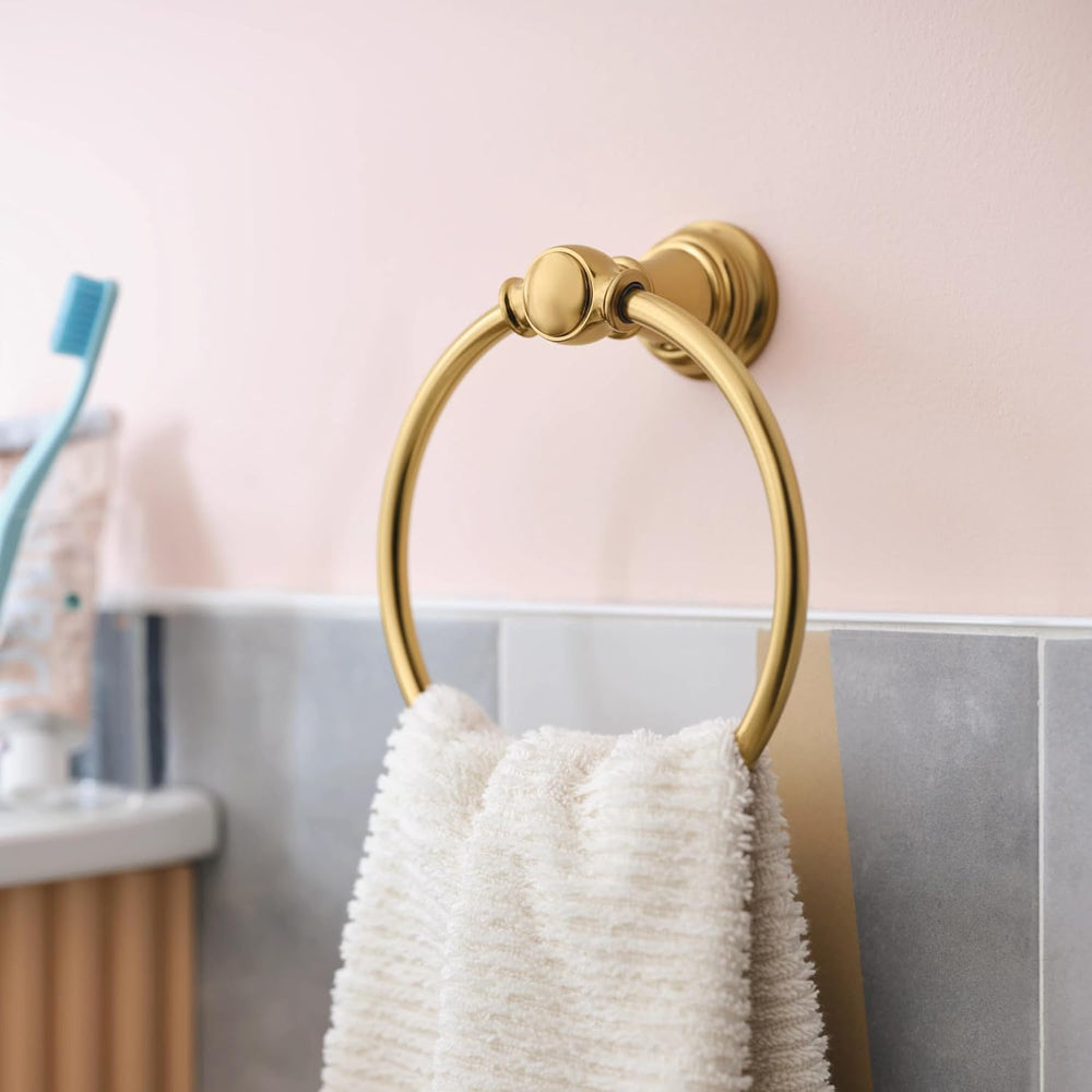 Moen Weymouth Brushed Gold Bathroom Hand -Towel Ring, YB8486BG