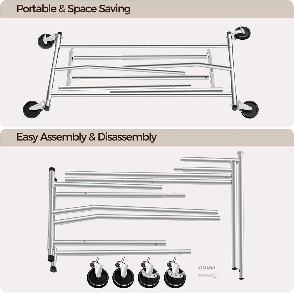 Yaheetech Heavy Duty Collapsible Rolling Clothes & Garment Rack, Chrome