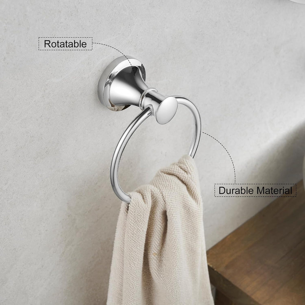Hoimpro Toilet Paper Holder Towel Ring Set, Wall Mount Polished Chrome