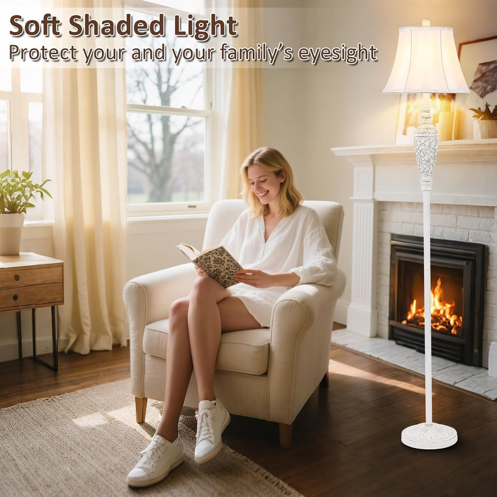 Sheetea 65’’ Floor Lamp for Living Room, Vintage Standing Lamp, White