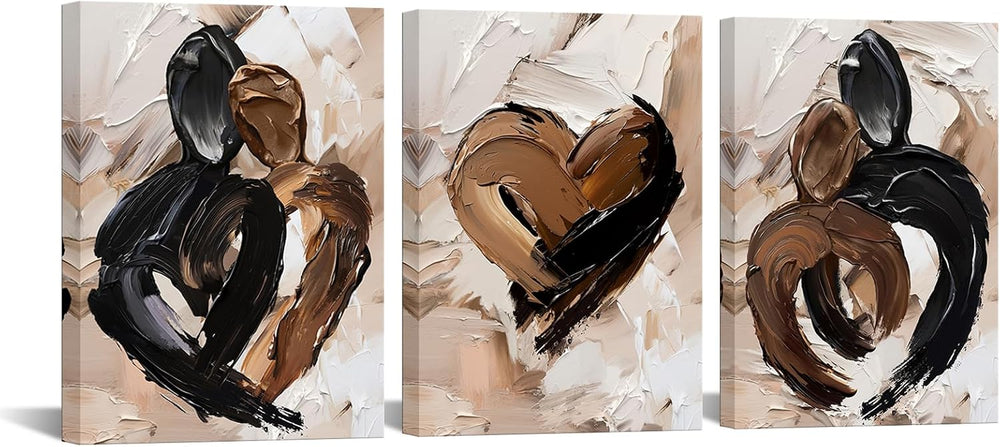 sechars Brown and Black Wall Decor Abstract Couple Modern Paintings Canvas Pr...