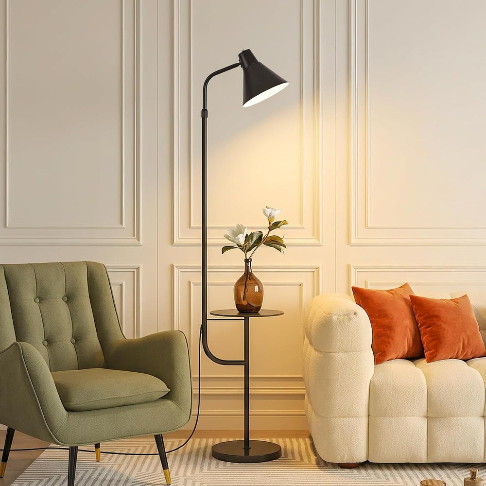 Black Floor Lamp with Shelf, Dimmable LED Reading Standing Lamp