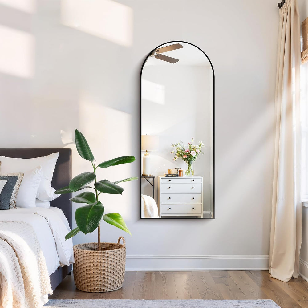 CIRCUMI Arched Wall Mirror, 20"x48" Black Arched Mirror for Bathroom