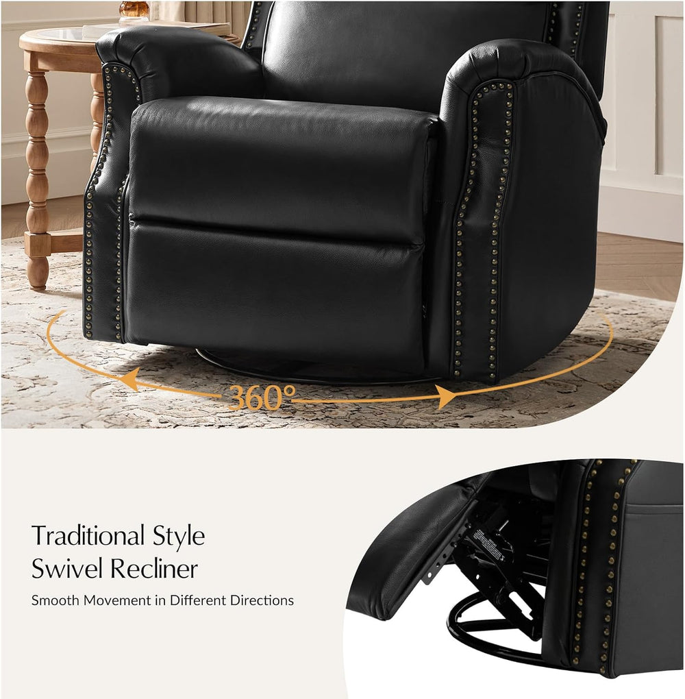 HULALA HOME Swivel Rocking Recliner, Black