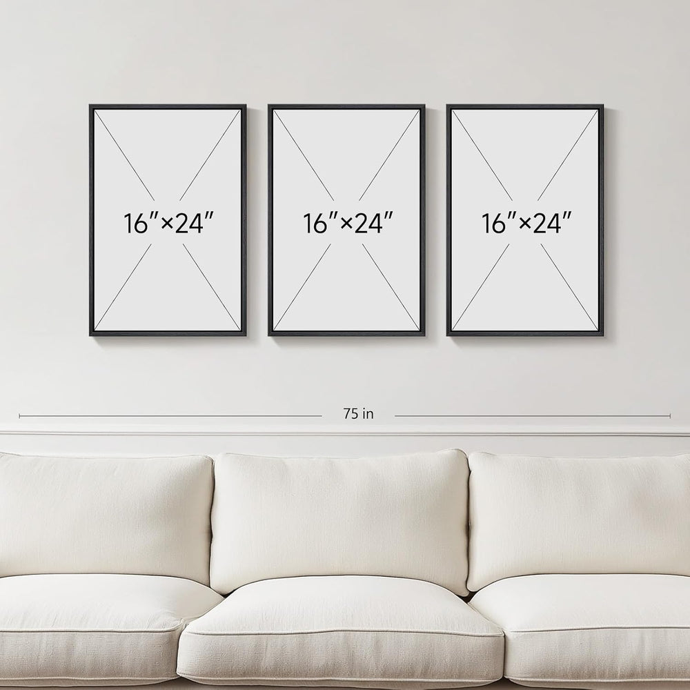 3D Textured Framed Brown and White Abstract Wall Art Set, 3 Piece 16x24 In