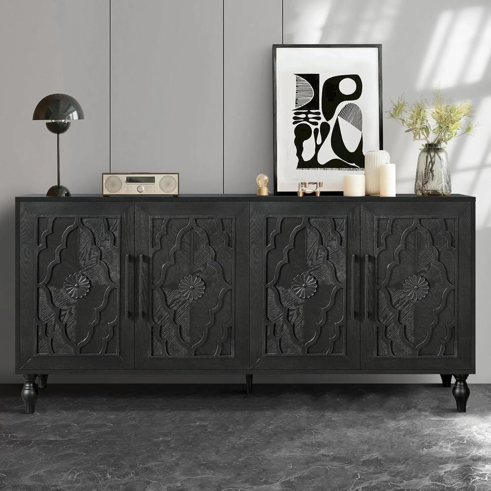 Sideboard Buffet Cabinet, Living Dining Room Accent Cabinet Black