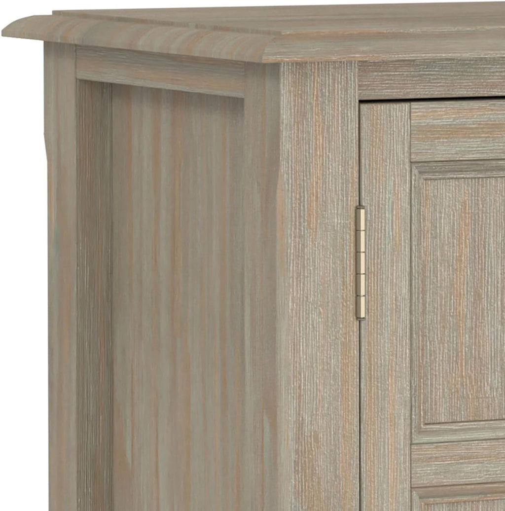 SIMPLIHOME Burlington 30" Wide Solid Wood Cabinet in Distressed Grey