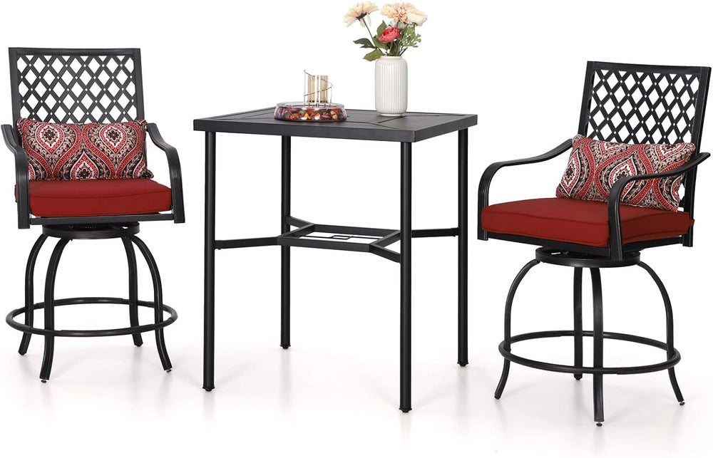 Sophia & William 3-Piece Counter Height Patio Table and Chairs, Red