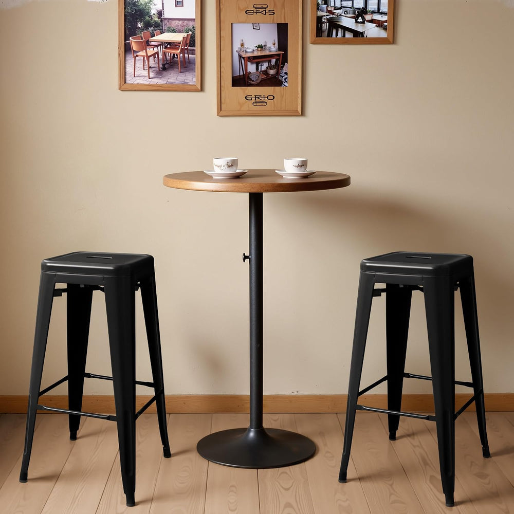 Furmax 30'' Metal Bar Stools Set of 4, Stackable for Indoor Outdoor, ...
