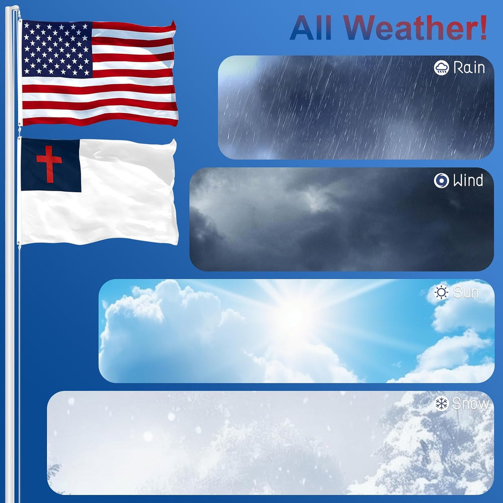 SYII Combo Pack: Christian Flag and American Flag 3x5 FT Outdoor, Embroidered...