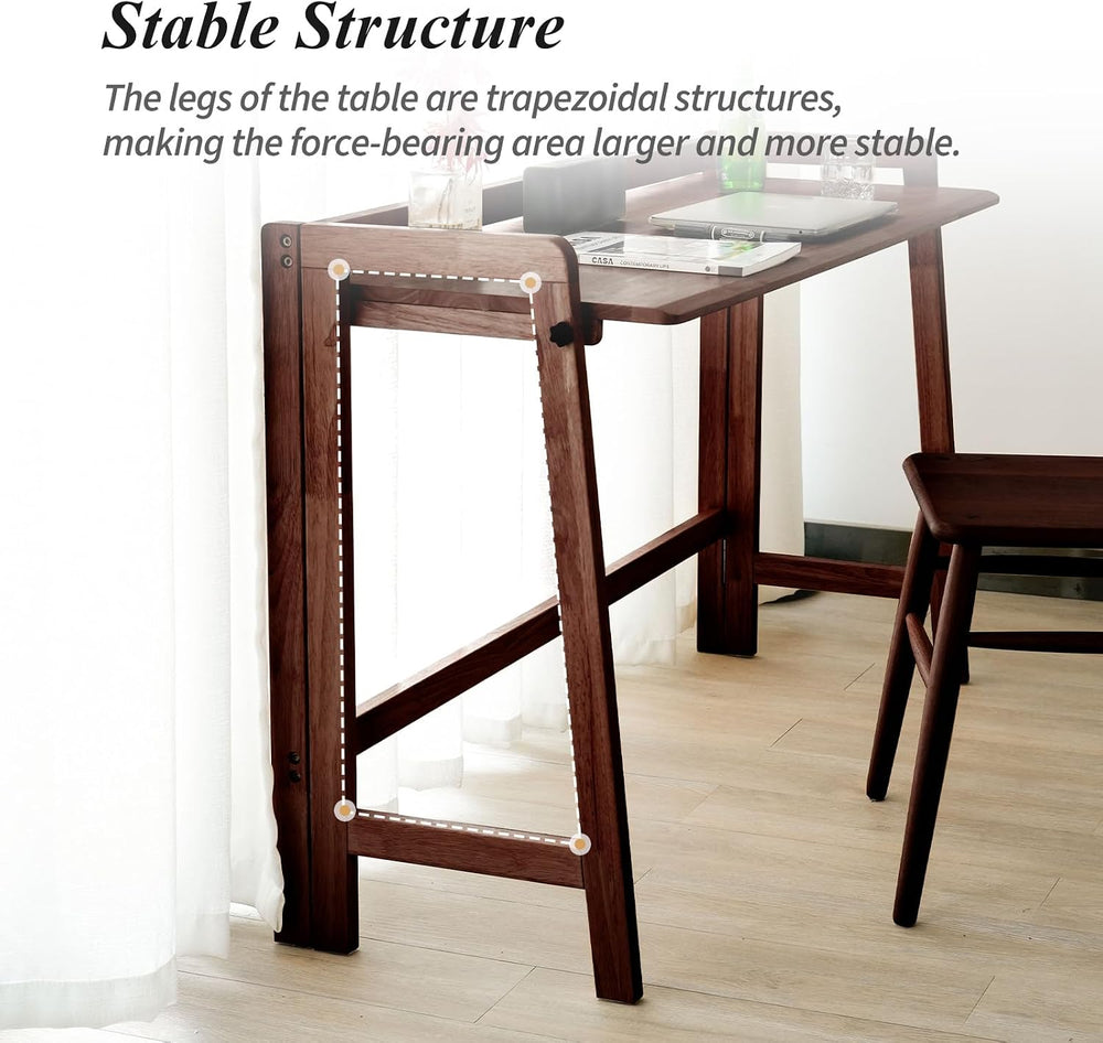 Computer Desk, Foldable Desk, Home Office Desks, Solid Wood Writing Desk, Mid...