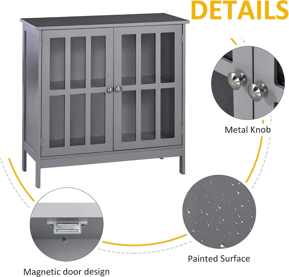 kleankin Sideboard Buffet, 2-Door Storage Cabinet, Credenza, Gray