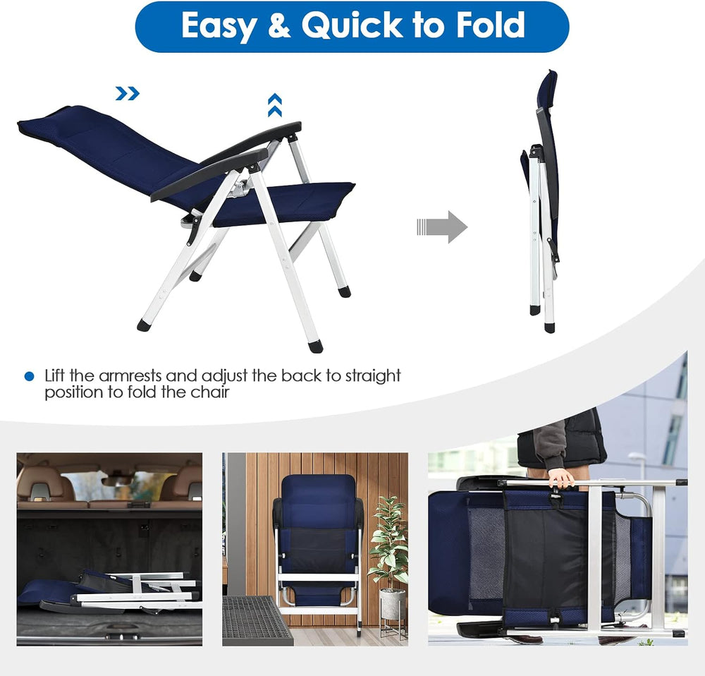 Tangkula Set of 4 Patio Folding Chairs, Portable Reclining Chairs with 7-Posi...