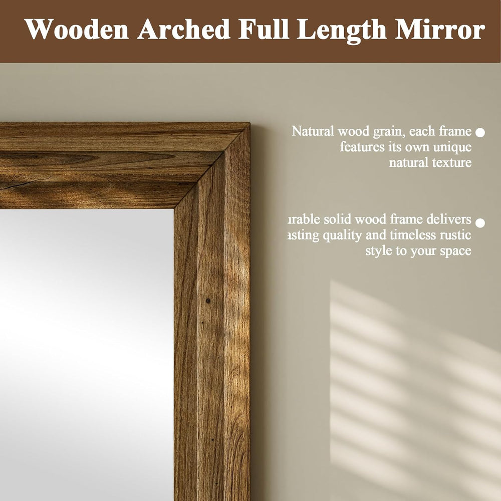 Full Length Mirror 65"X22", Brown Large Floor Mirror with Solid Woo...