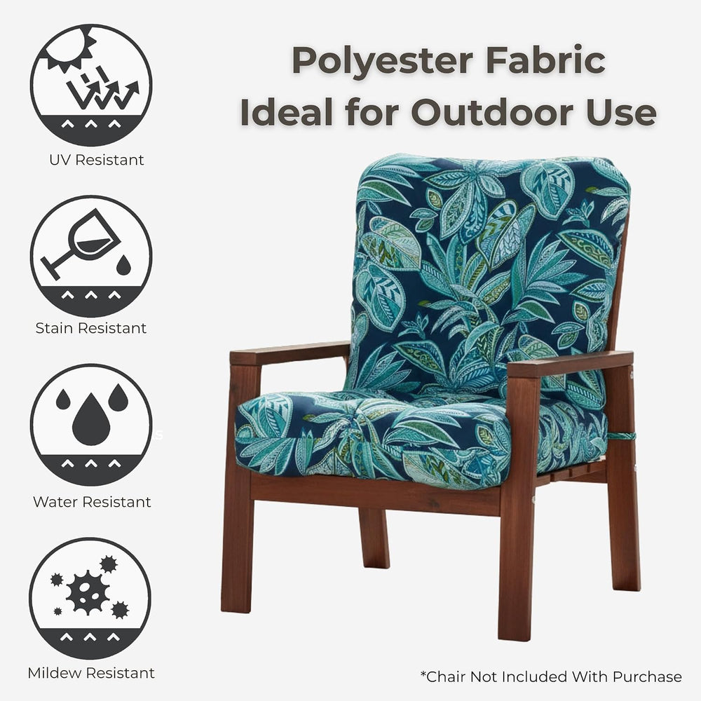 Tufted Outdoor Chair Cushions – Hinged One-Piece Design, Reversible Patio Sea...