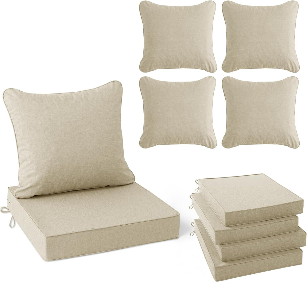 Summsun Patio Chair Cushions Set of 4, Faux Linen Outdoor Furniture Cushions,...