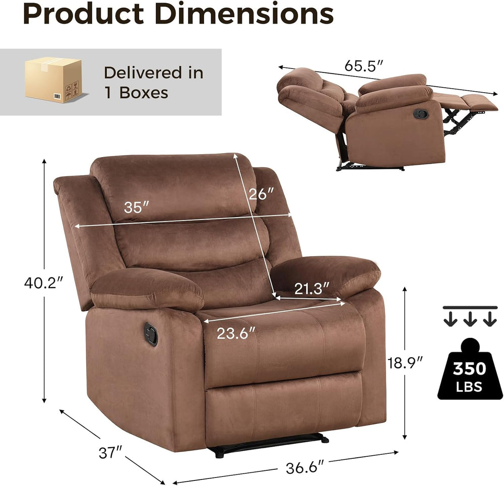 CANMOV Manual Recliner Chair for Adults, Upholstered Fabric Sofa Chair with O...