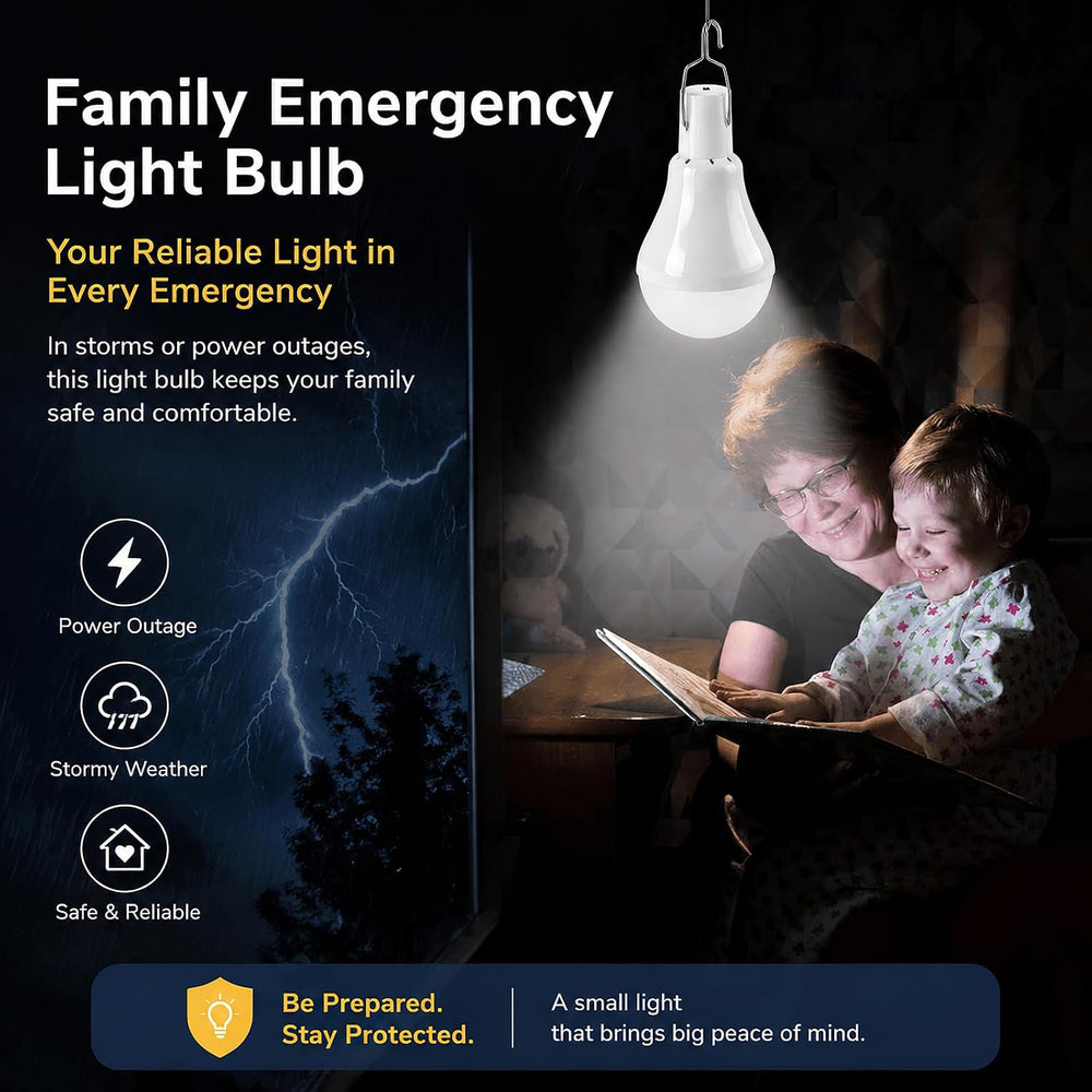 Solar Light Bulbs, Rechargeable Lights for Indoor & Outdoor Use, 2-Pack