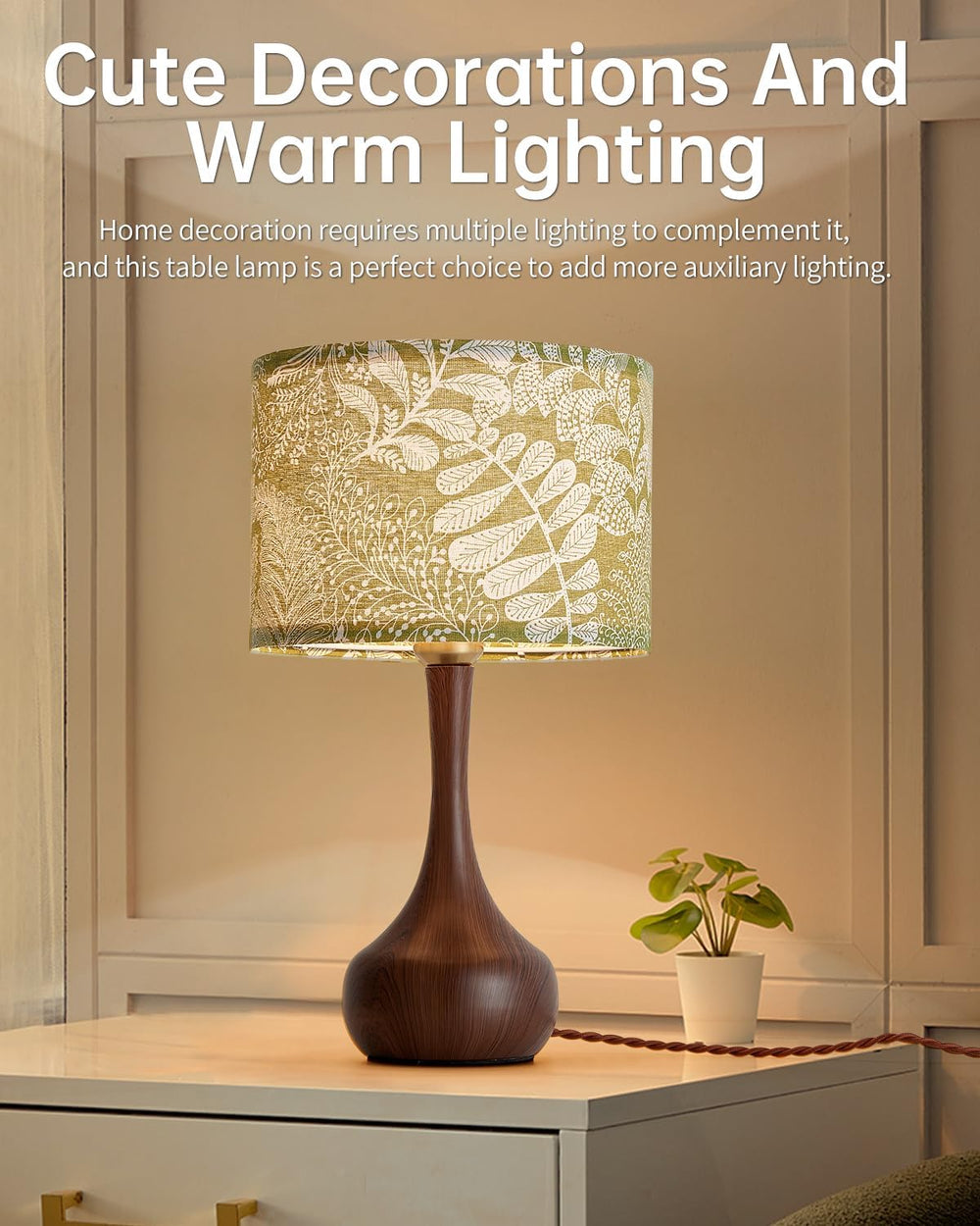 17" Small Green Shade Red Brown Table Lamp Set of 2 for Bedroom Living Room
