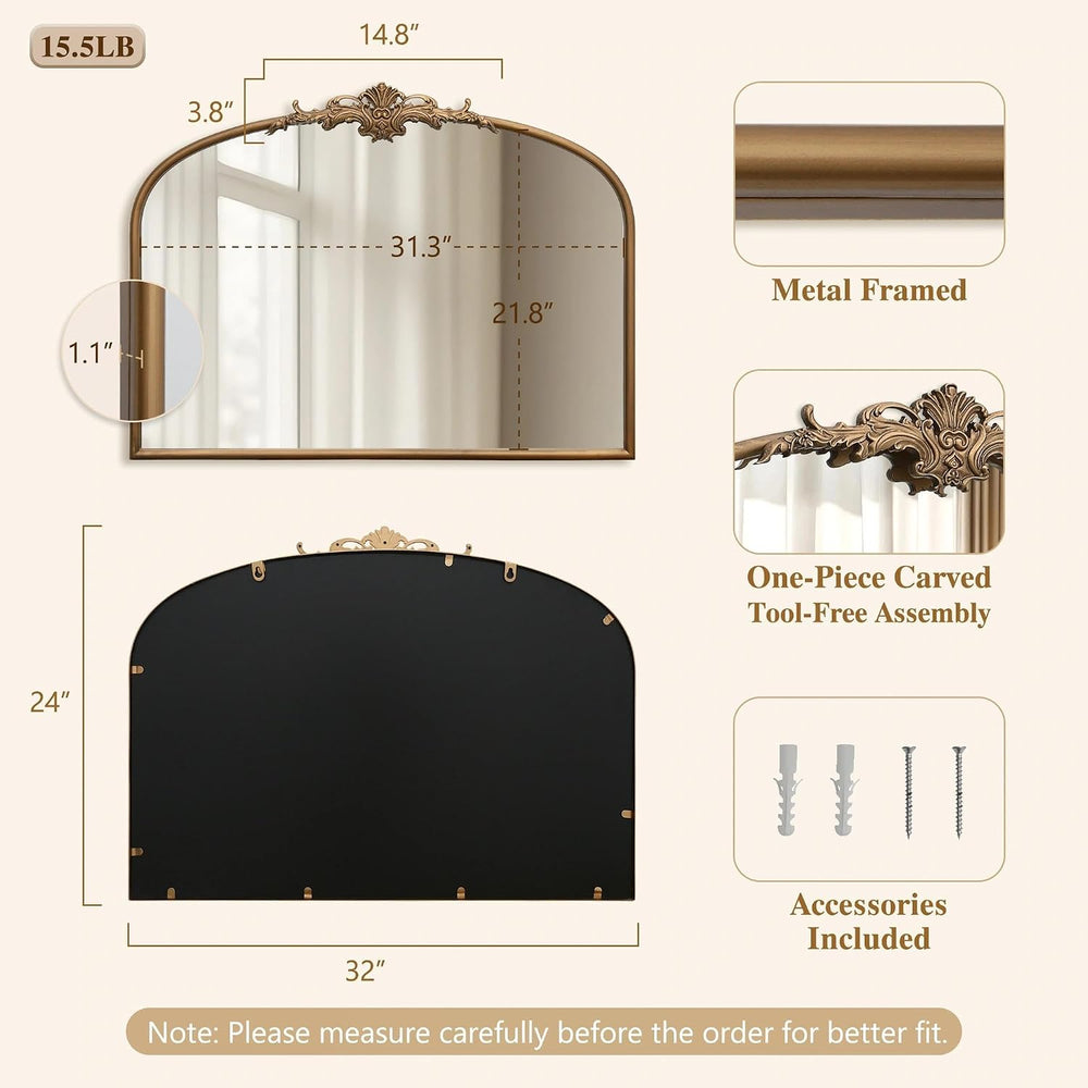 Besdomus Antique Gold Wall Mirror: 32"x24" French Brass Decorative ...