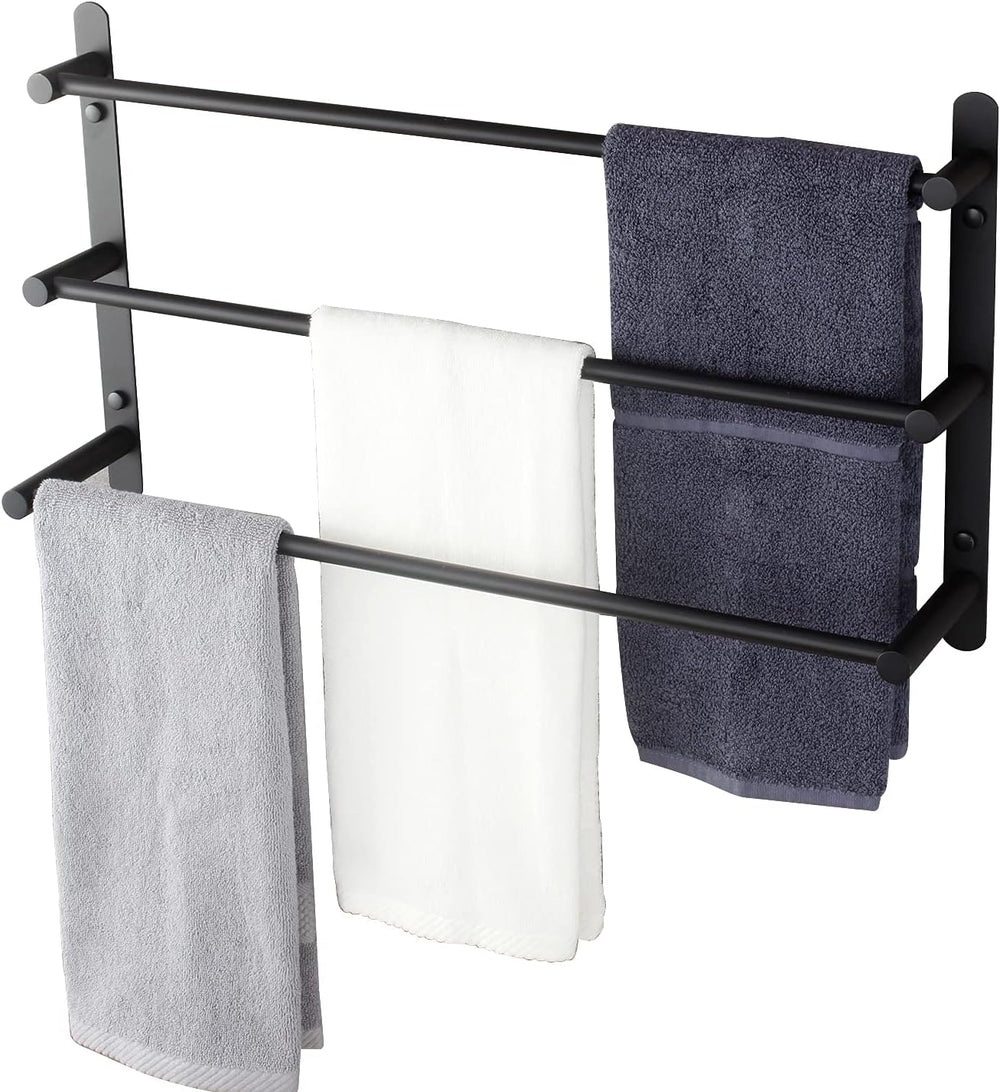 KOKOSIRI Bath Towel Bars Matte Black Bathroom 3-Tiers Ladder Towel Rails Wall...