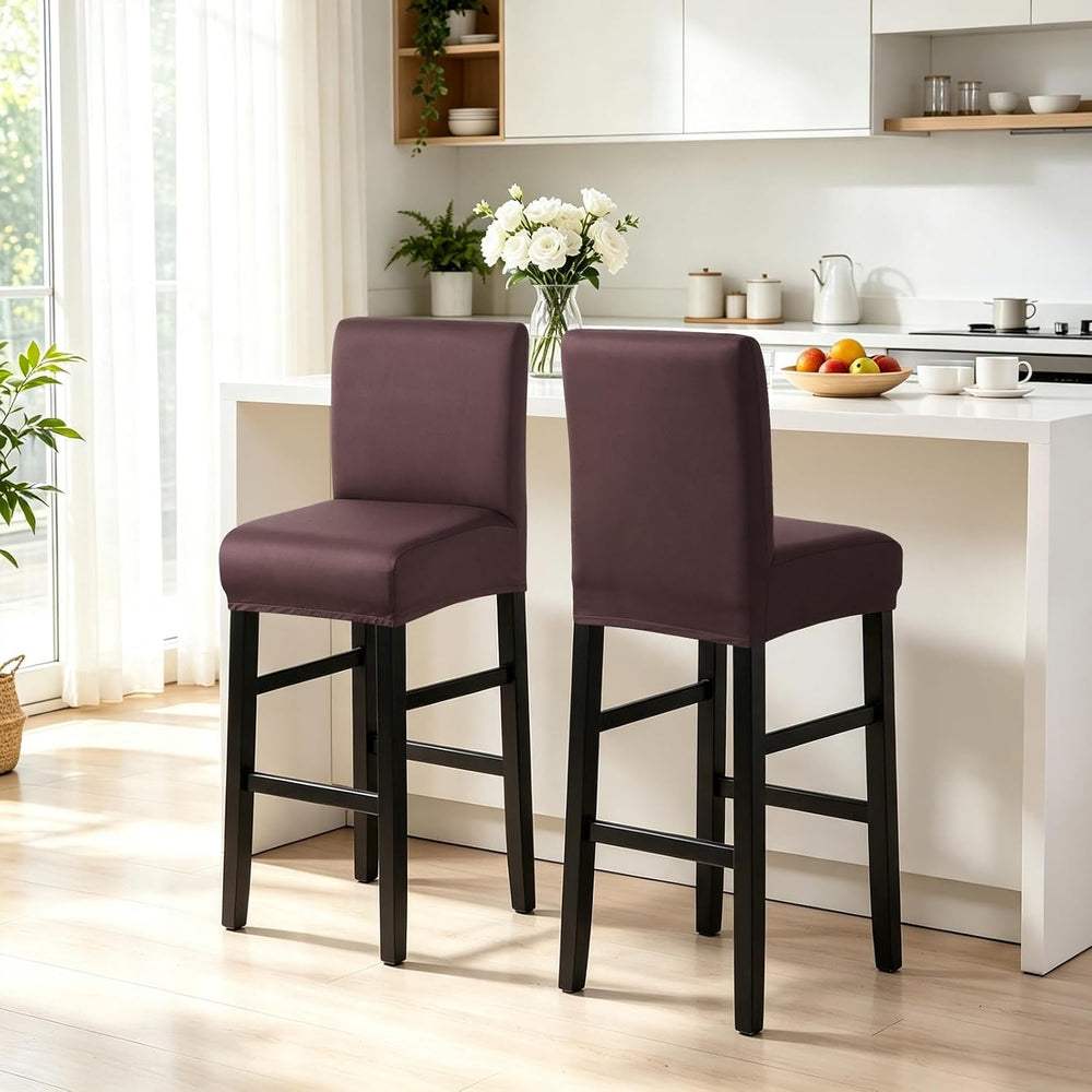 Fuloon Waterproof Barstool Covers Chair Slipcovers, Solid Chocolate, 4 Pack