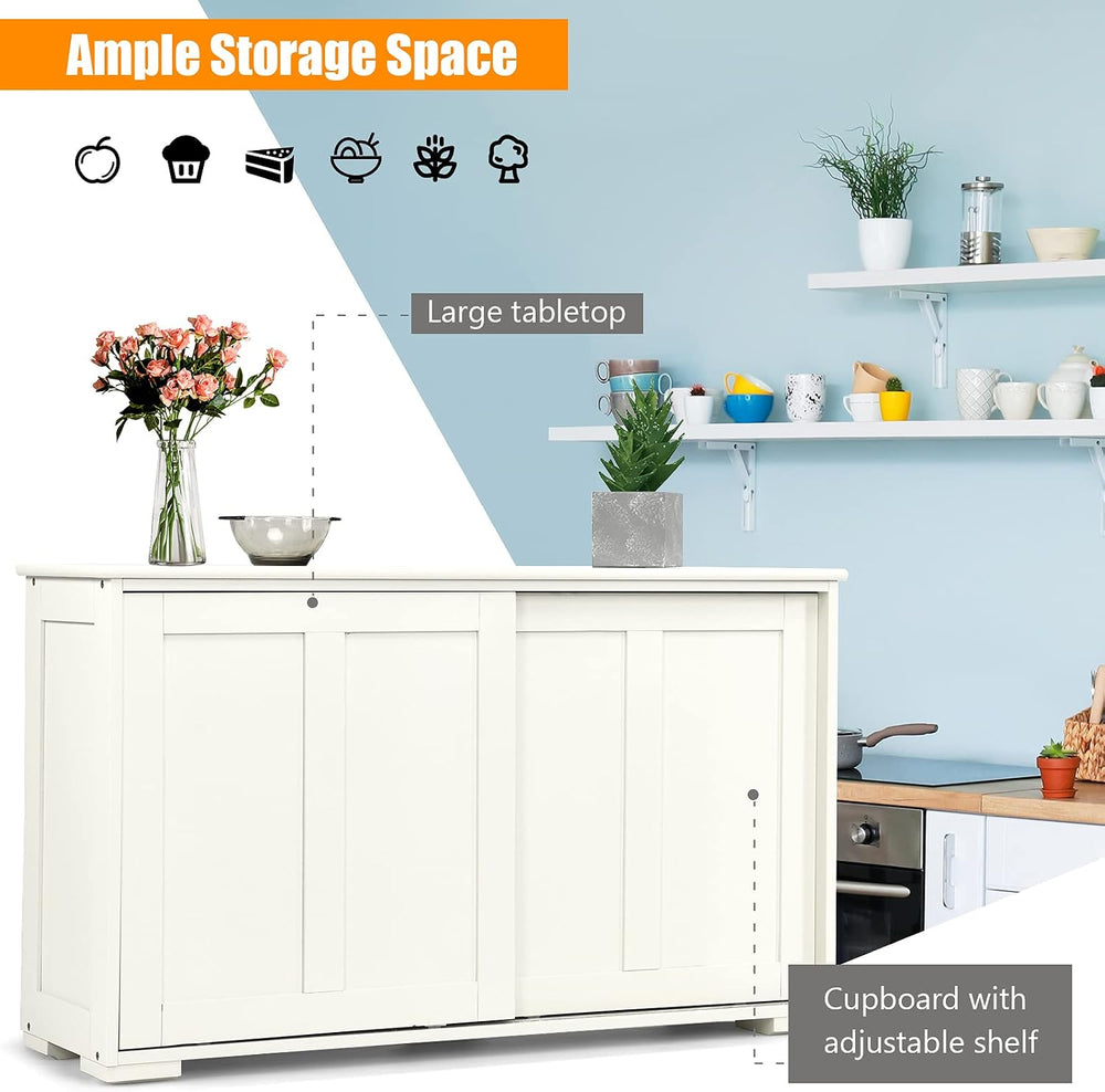 Costzon Sideboard Buffet Cabinet, Wooden Kitchen Storage Cabinet with Adjusta...