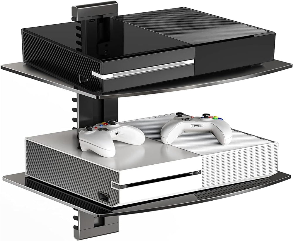 Suptek Glass Floating Shelves, TV Wall Mount with Shelf for DVD Player / PS4 ...