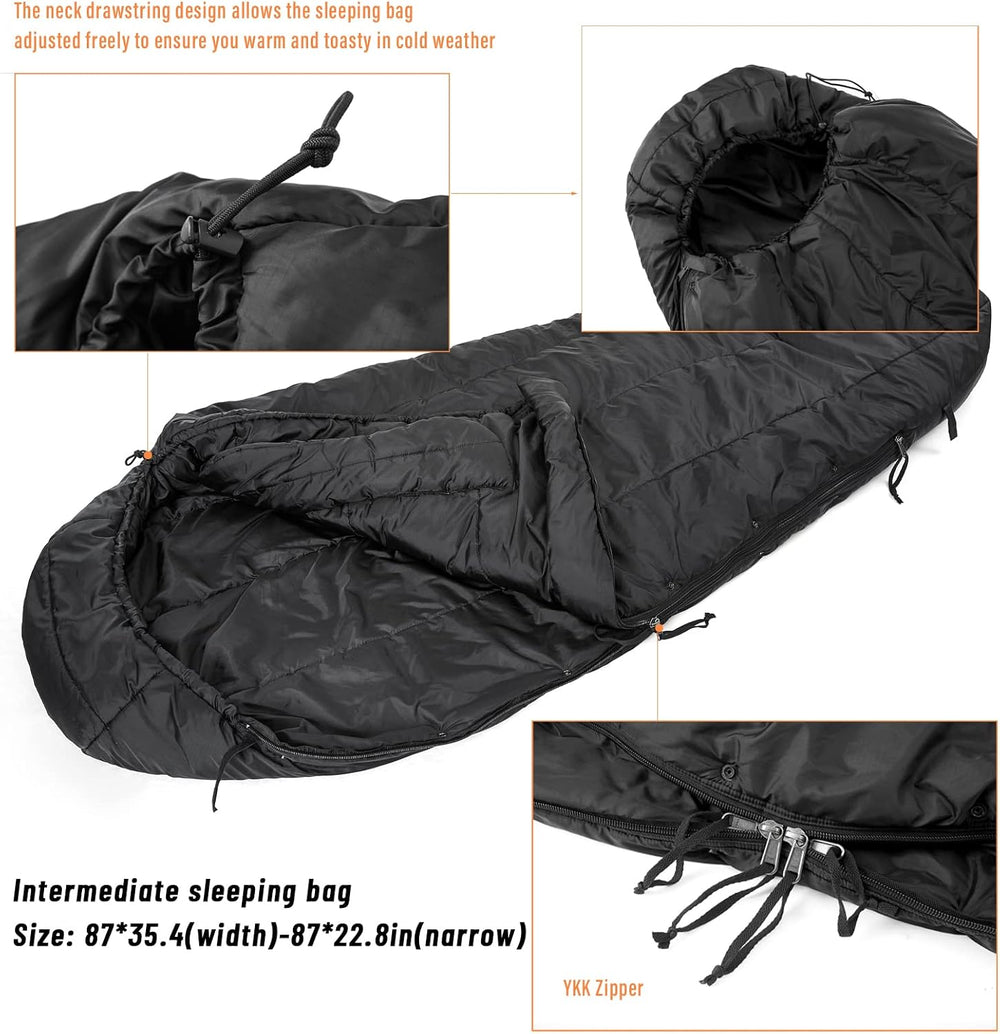 MT Army Military Modular Sleeping Bags System, Multi Layered with Bivy Cover ...