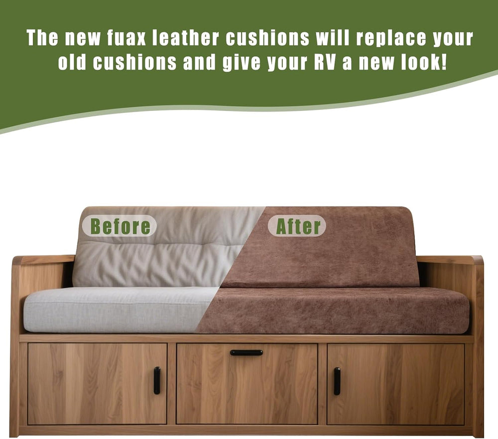 4PCS Leather Look RV Dinette Cushion Covers, Stretchable Camper Cushion Cover...