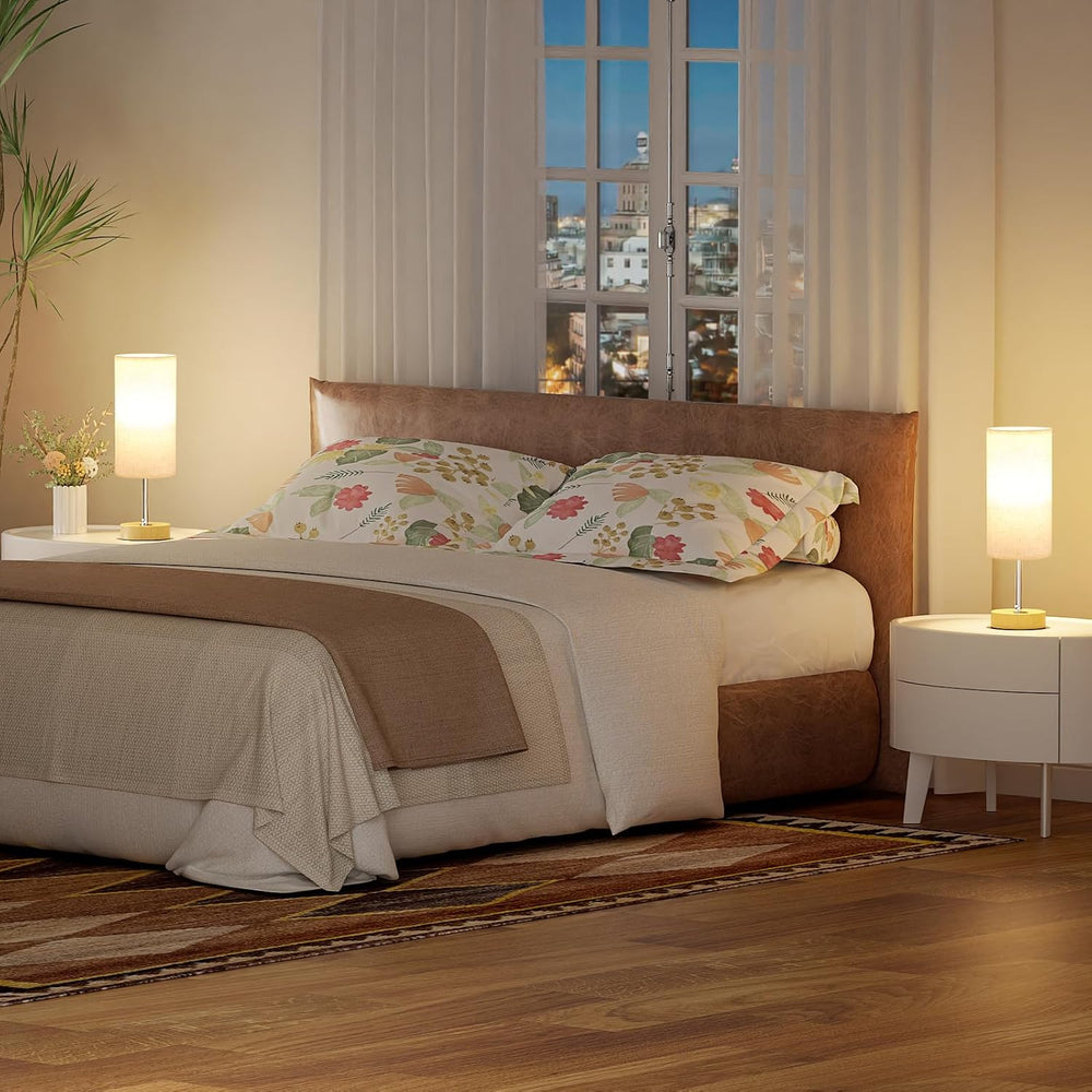 Dicoool Bedside Table Lamp Set of 2-3-Way Dimmable Touch Lamp, USB A+C
