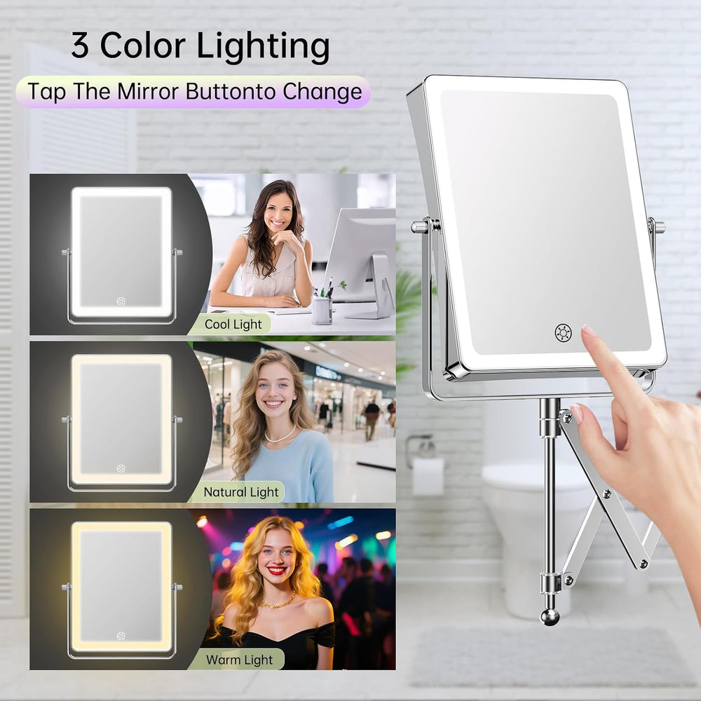 FASCINATE 8.7" 5000mAh Rechargeable Wall Mounted Makeup Mirror (Chrome)