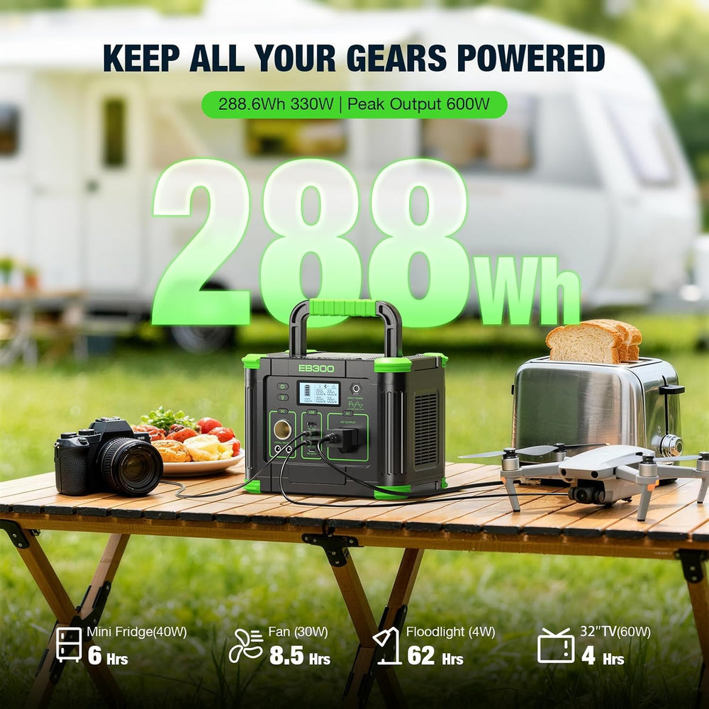 Portable Power Station 330W, 288.6Wh Solar Generator for Outdoor Home