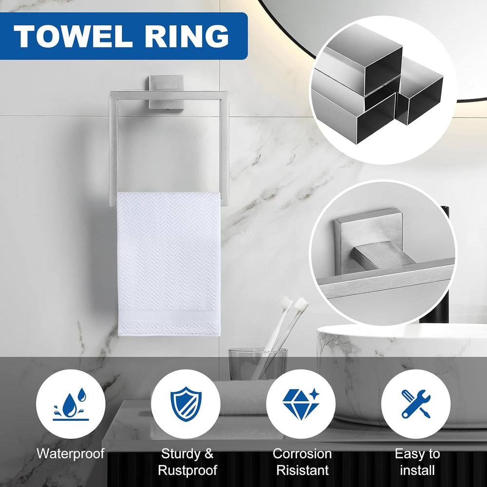 Cilee 10-Pieces Brushed Nickel Bathroom Hardware Set, 24 inch Towel Bar Set