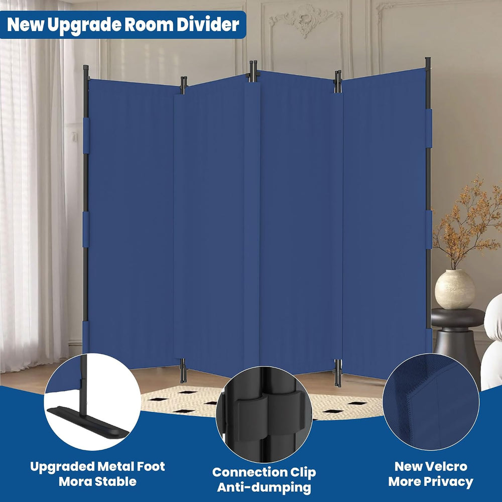 Room Divider, 4 Panel Upgraded 88” Folding Screen Highly Secretive(Blue)