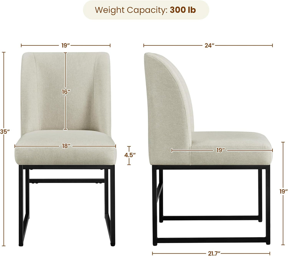 Yaheetech Dining Chairs Set of 4 Modern Upholstered Armless Chairs Beige